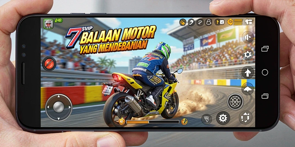 Tampilan gameplay menegangkan di balapan motor 7SVIP.