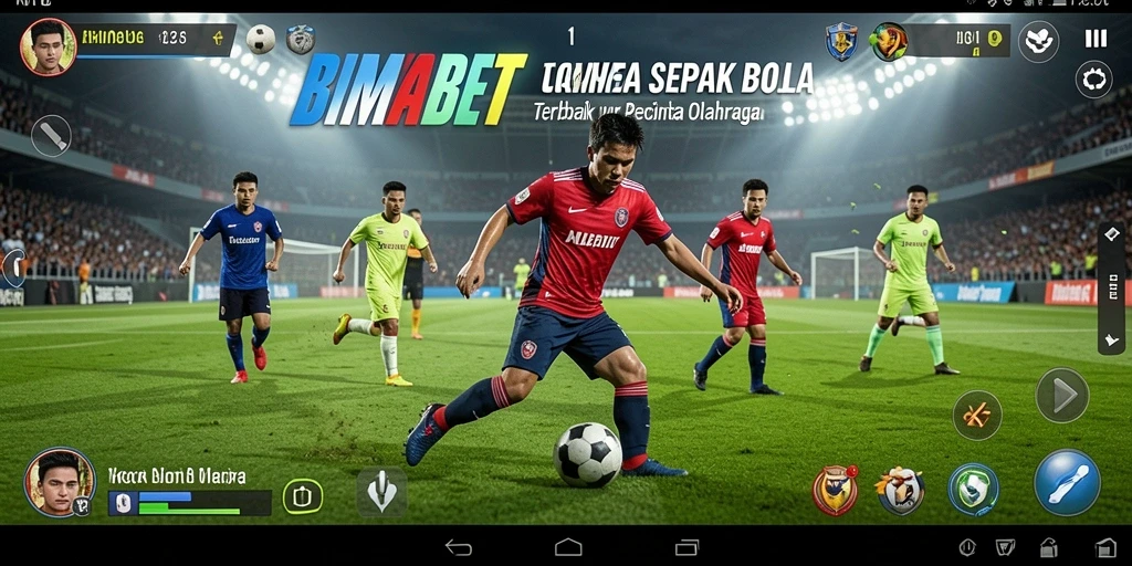 Tangkapan layar gameplay seru dari aplikasi BIMABET yang menunjukkan aksi sepak bola.