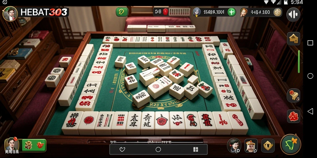 Tampilan gameplay seru HEBAT303 yang menampilkan Mahjong klasik.