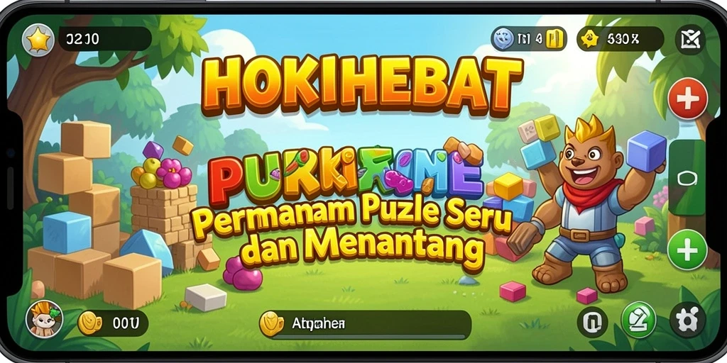 Screenshot gameplay HOKIHEBAT menunjukkan tantangan puzzle yang menarik.