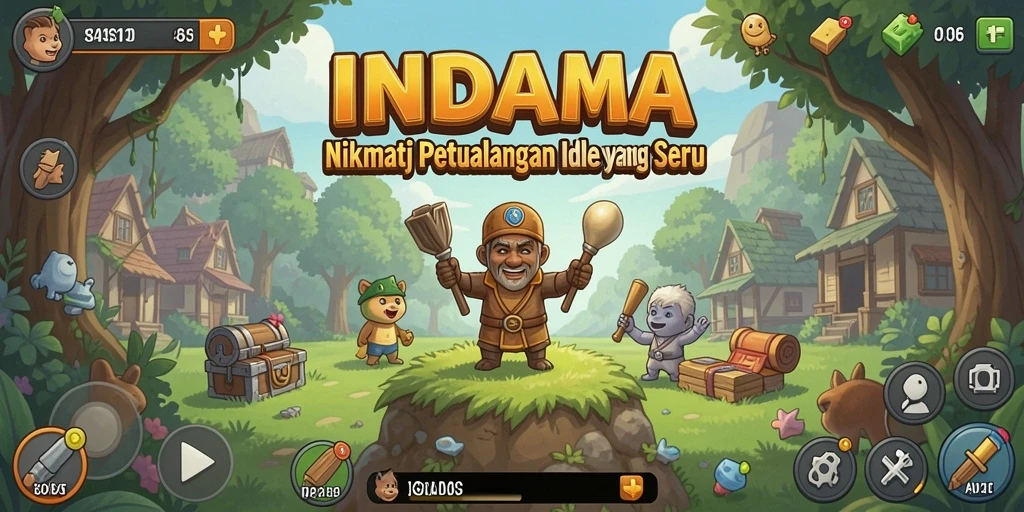 Tampilan gameplay INDAAA yang penuh warna dan menarik.