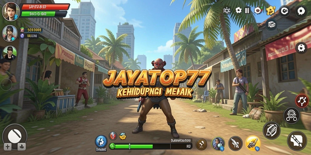 Tampilan gameplay JAYATOP77 yang menampilkan karakter dalam kehidupan sehari-hari.