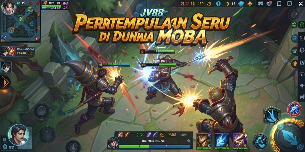 Gameplay epik JV88 dengan karakter bertarung di arena.
