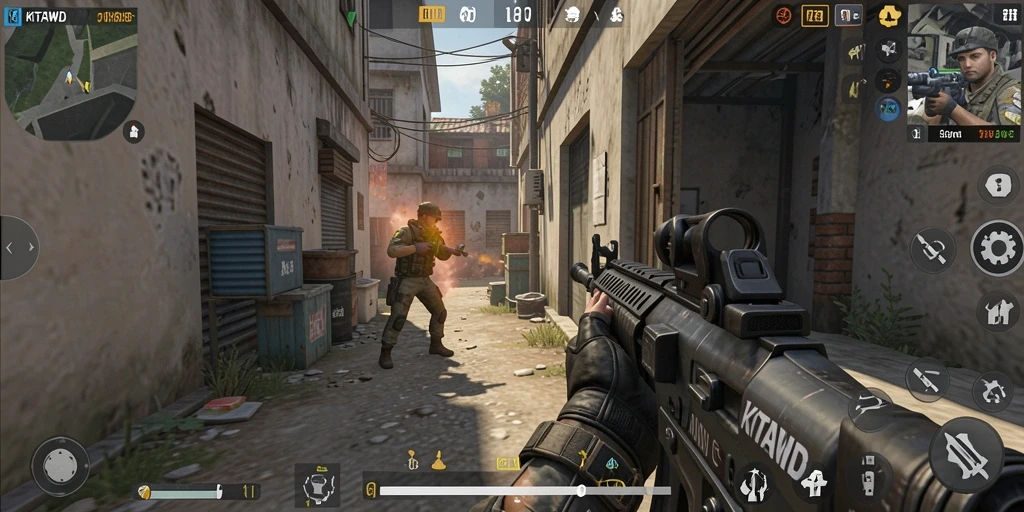 Tangkapan layar dari aksi intens dalam game FPS KITAWD.