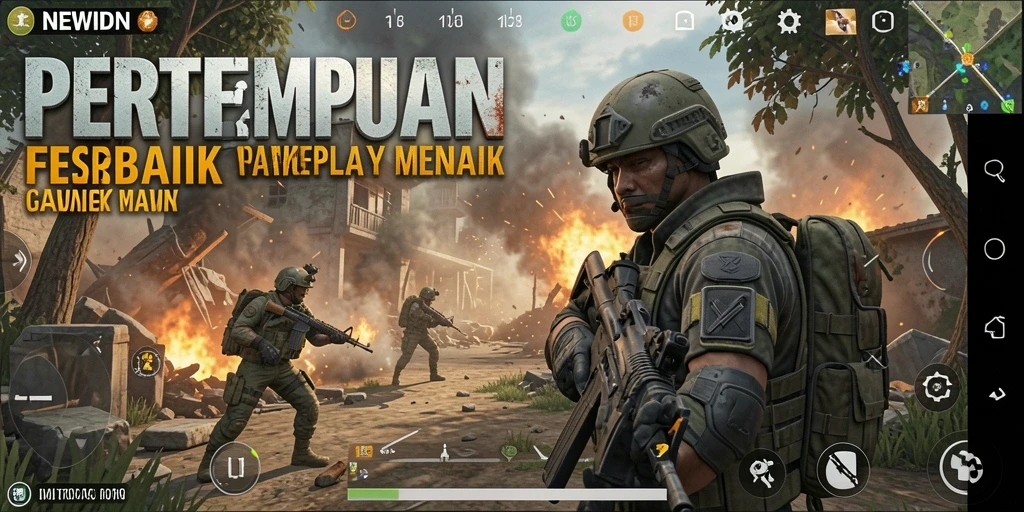 Screenshot menunjukkan aksi pertempuran intens dalam NEWIDN dengan grafis yang menakjubkan.