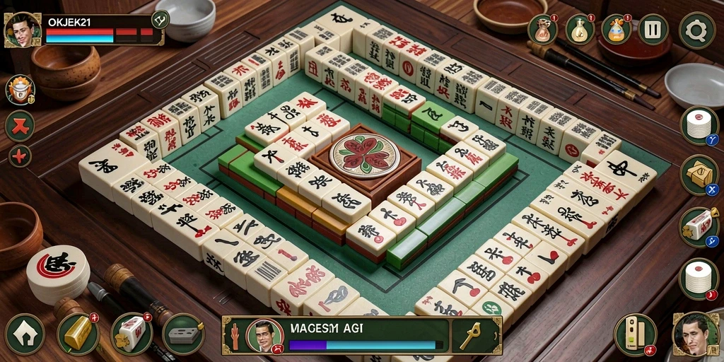 Tampilan gameplay Mahjong yang menarik dan menantang di OKJEK21.