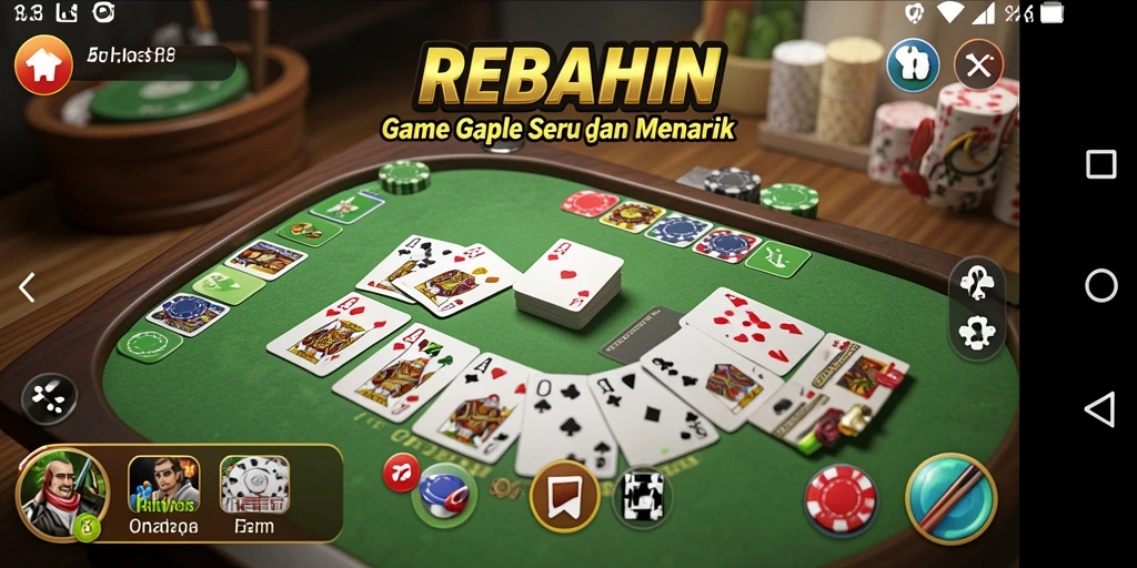Gameplay seru Gaple dalam aplikasi REBAHIN yang menghibur.
