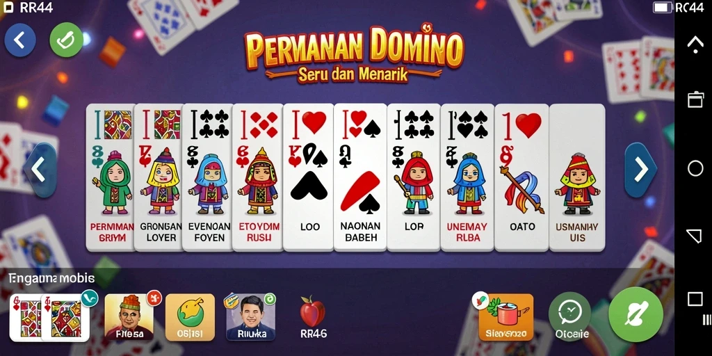 Screenshot gameplay RR44 menampilkan aksi seru permainan Domino.