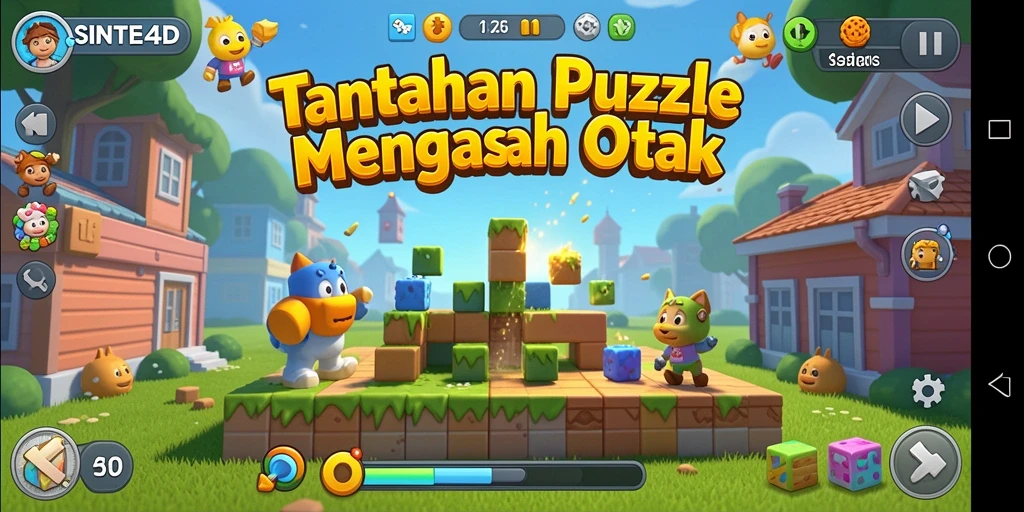 Tampilan gameplay SINTE4D dengan teka-teki yang menantang.