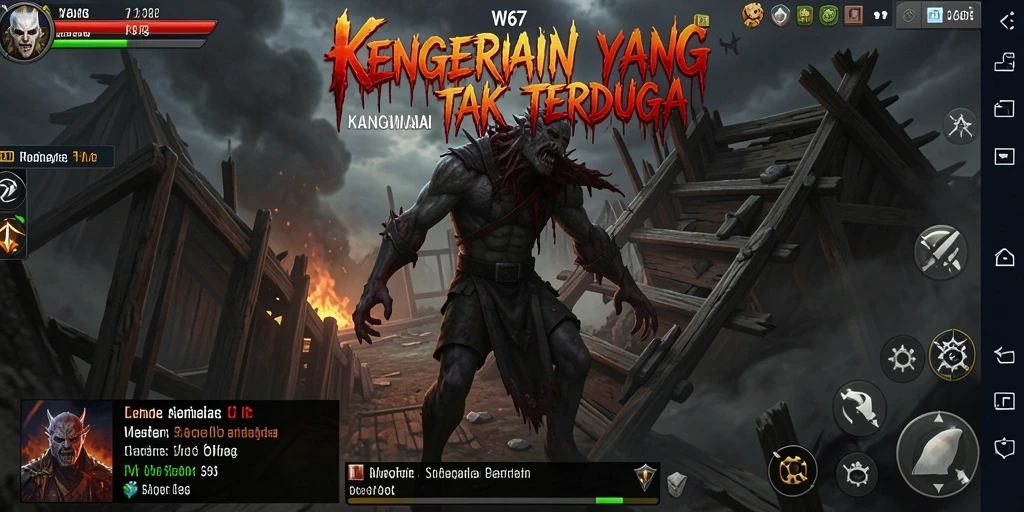 Tampilan gameplay menegangkan dalam dunia Horror W67.